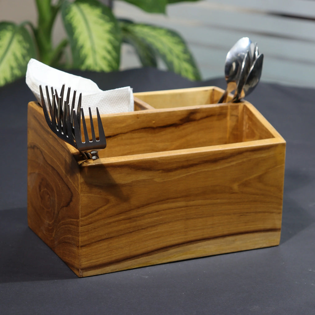 Teak Wood Desk Organizer