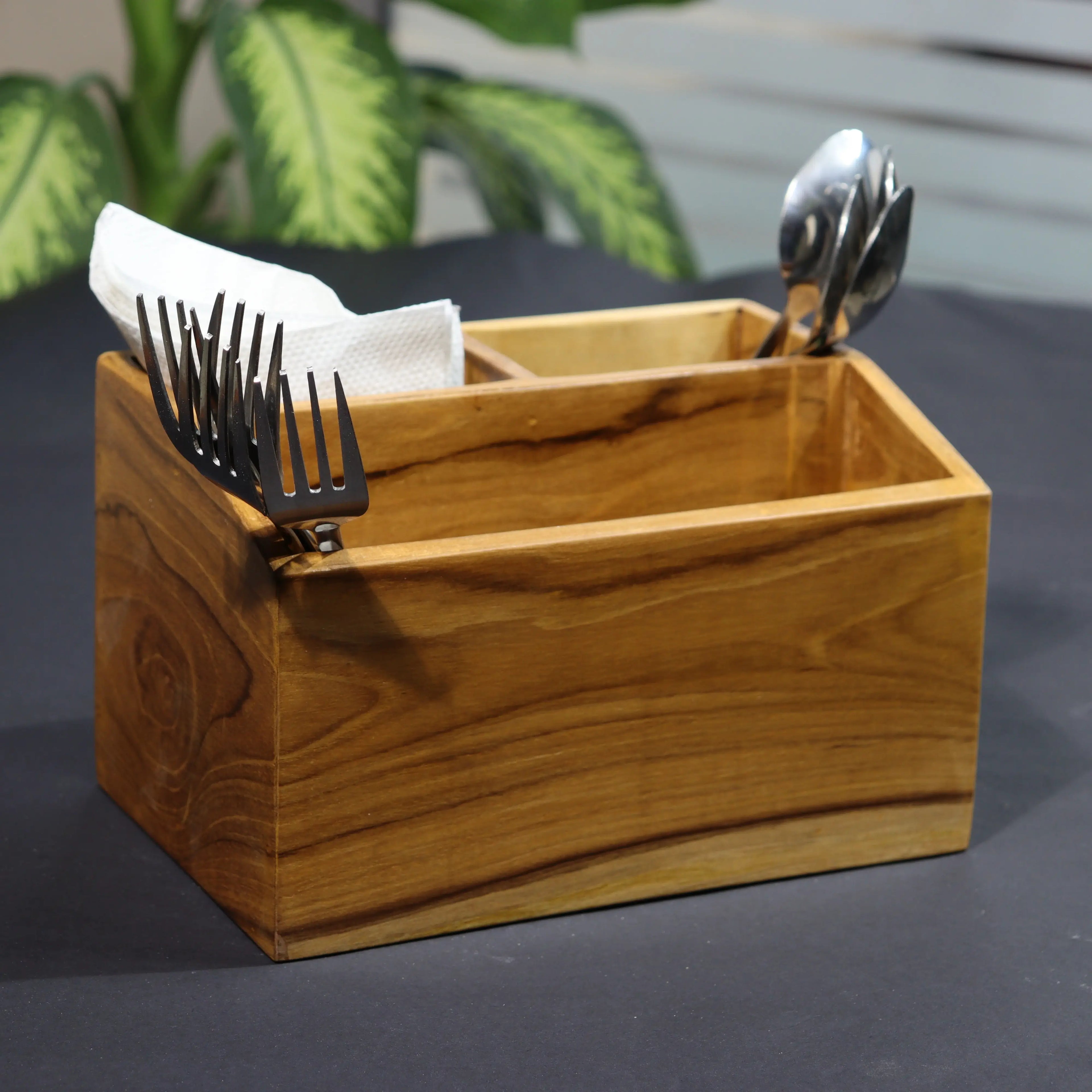 Teak Wood Desk Organizer