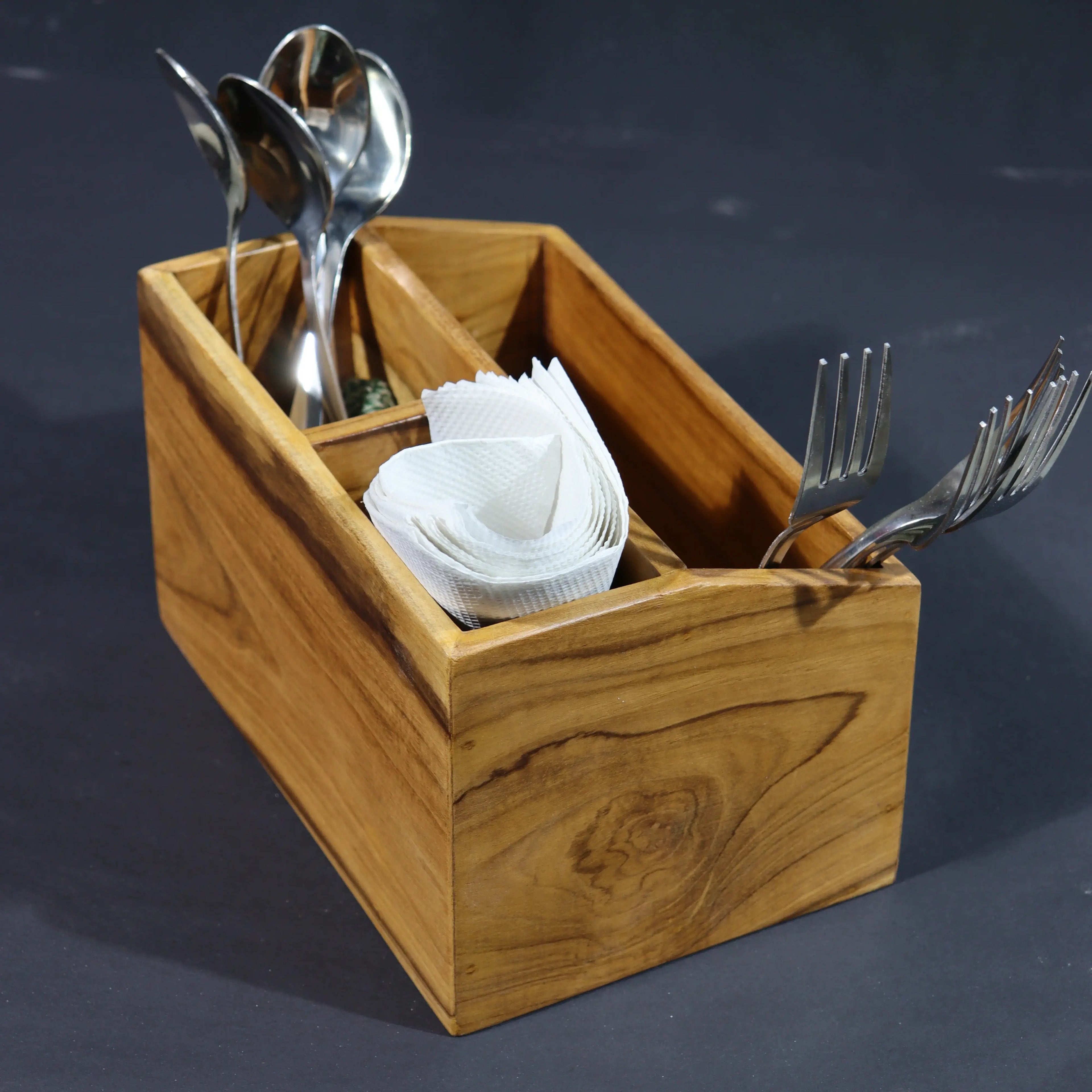 Teak Wood Desk Organizer