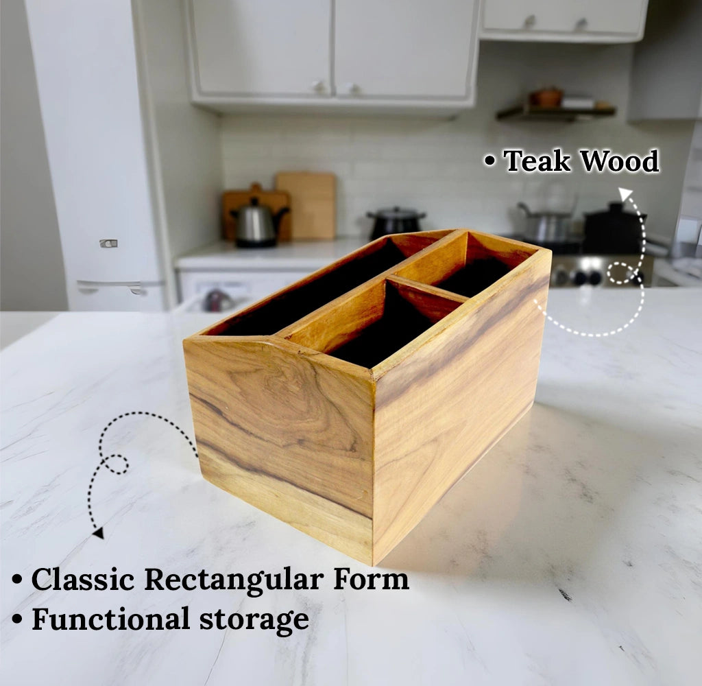 Teak Wood Desk Organizer