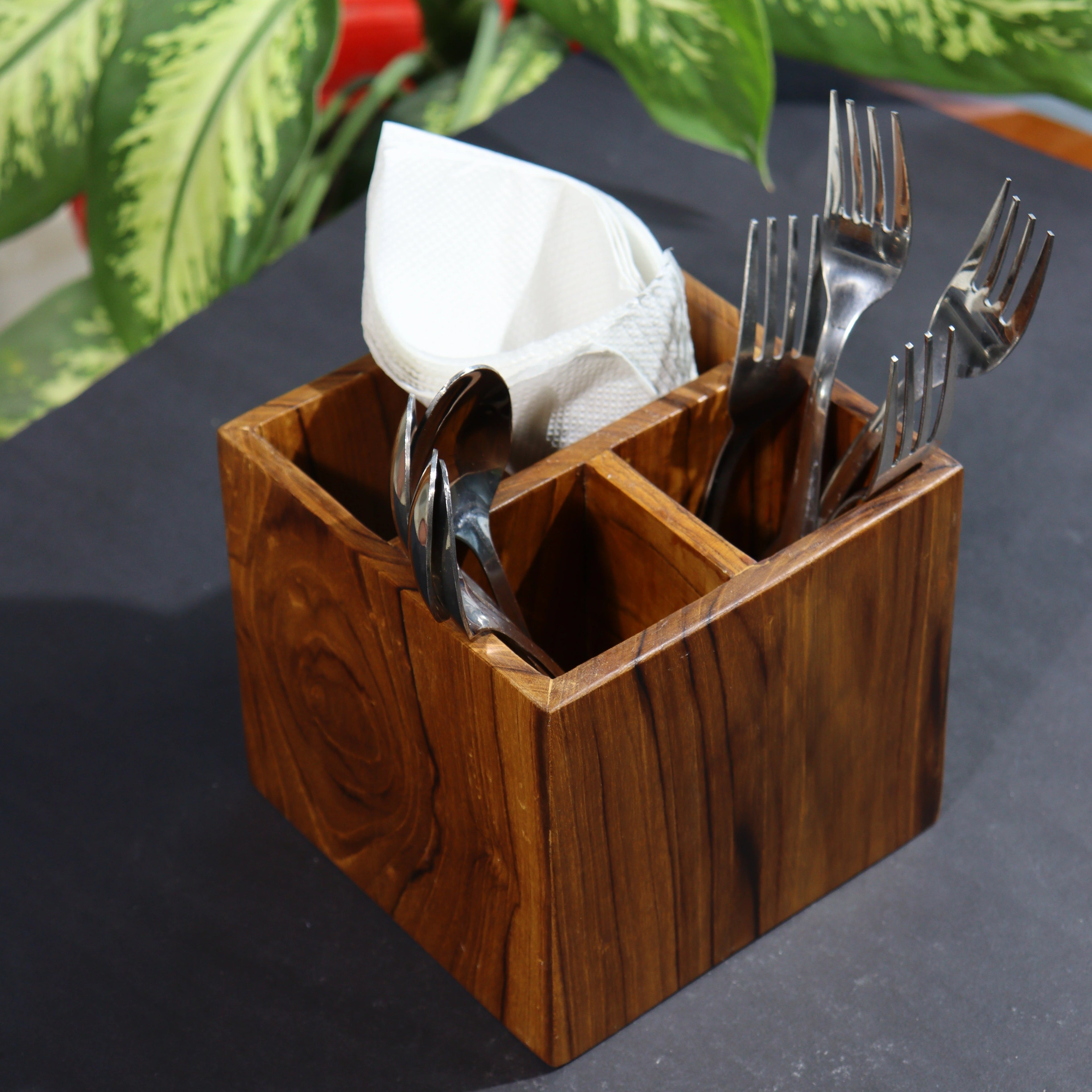 Teak Wood Desk Organizer