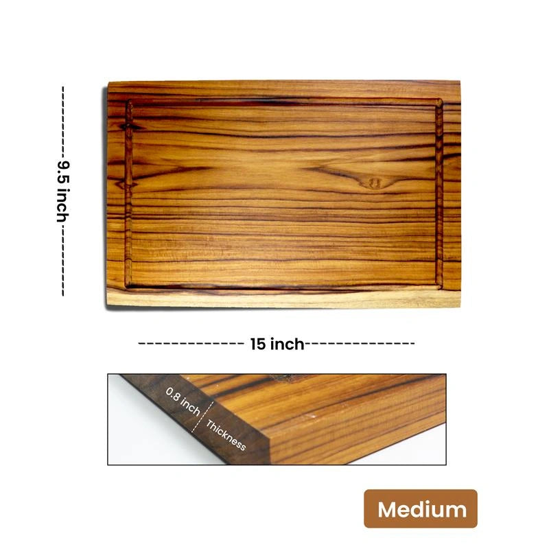 Wooden tray with dimensions on a white background