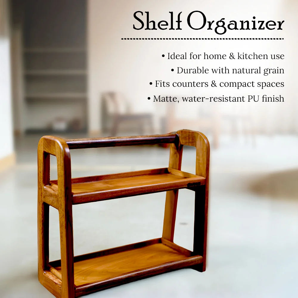Modern Teak Wood Shelf Organizer