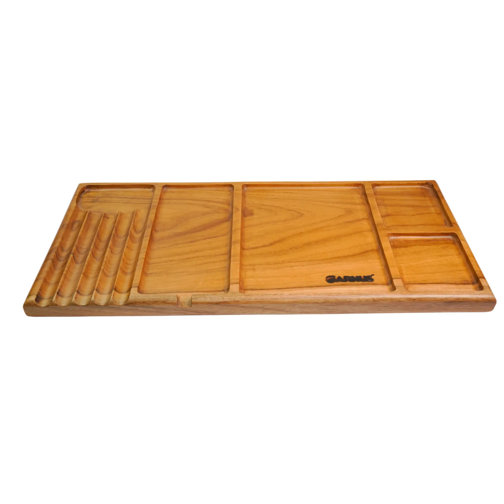 Multi-Compartment Teak Wood Organizer Tray