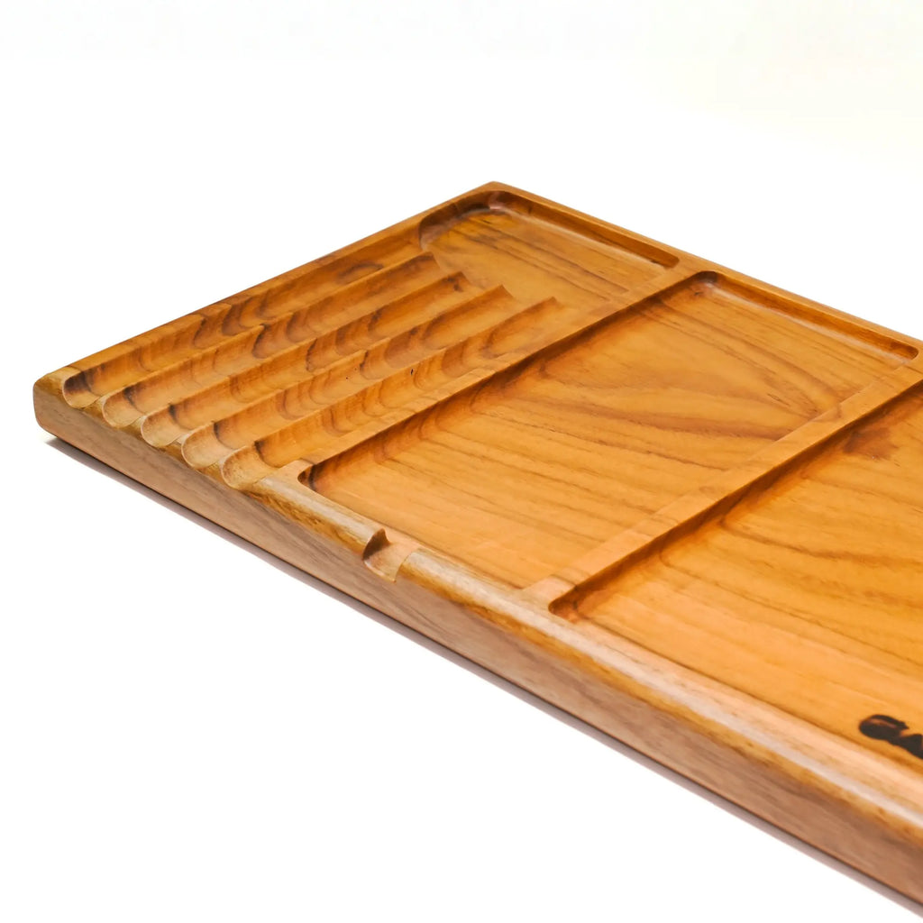 Multi-Compartment Teak Wood Organizer Tray