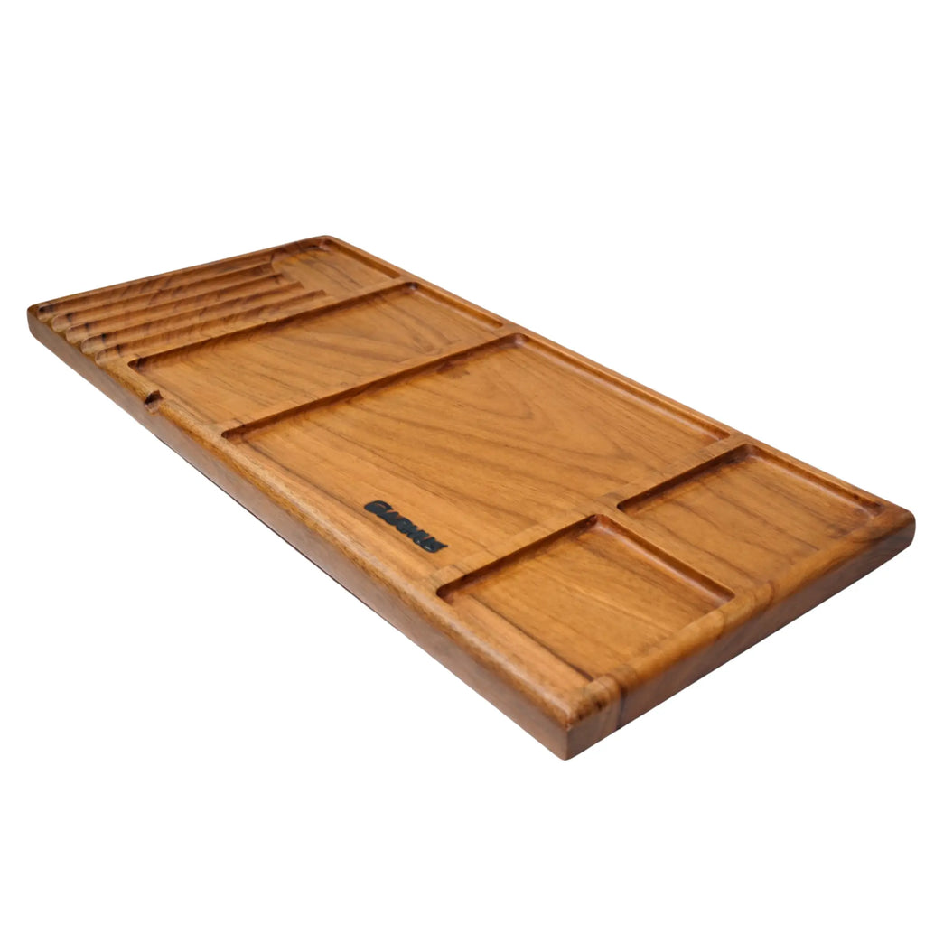 Multi-Compartment Teak Wood Organizer Tray