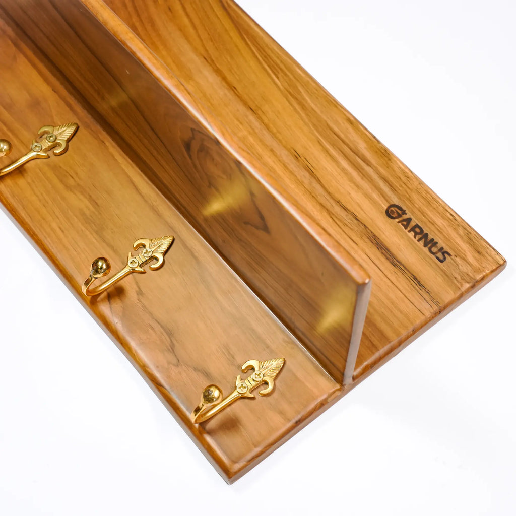 Multi-Purpose Wooden Wall Organizer with Hooks