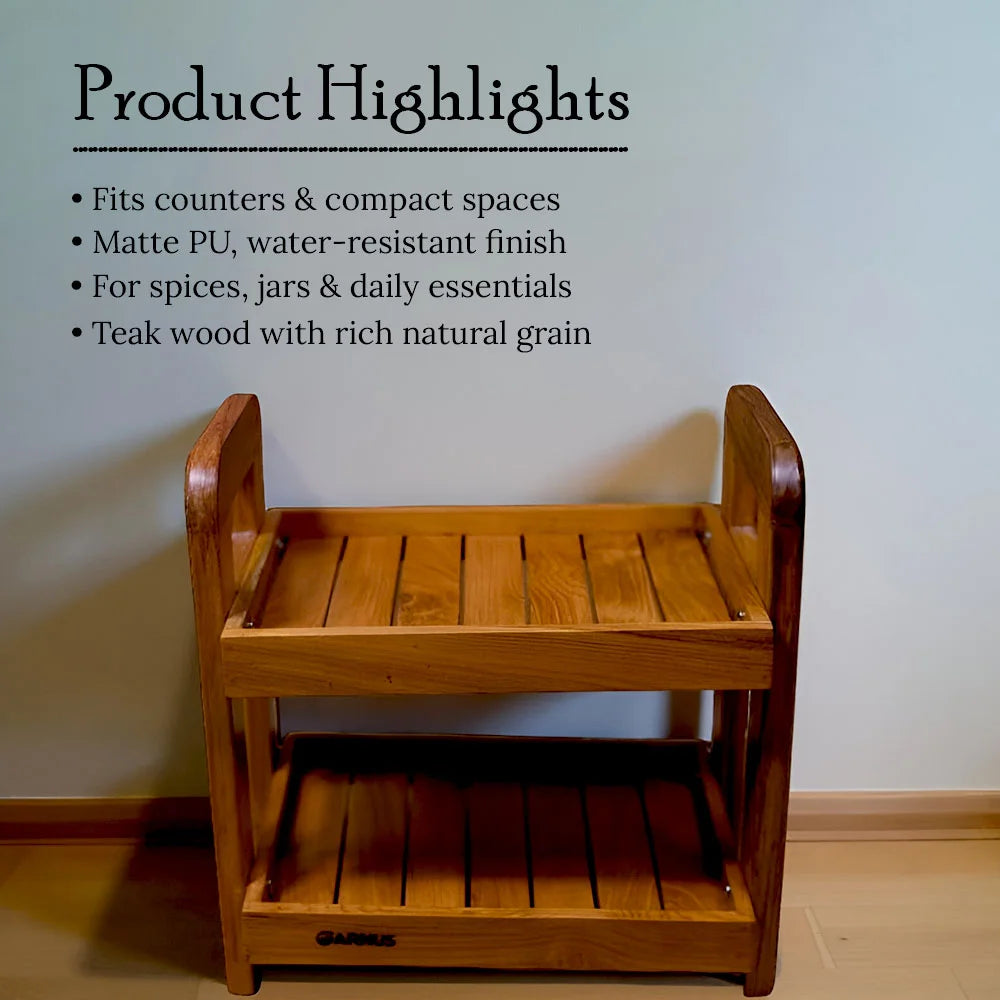 Premium Teak Wood Shelf Organizer