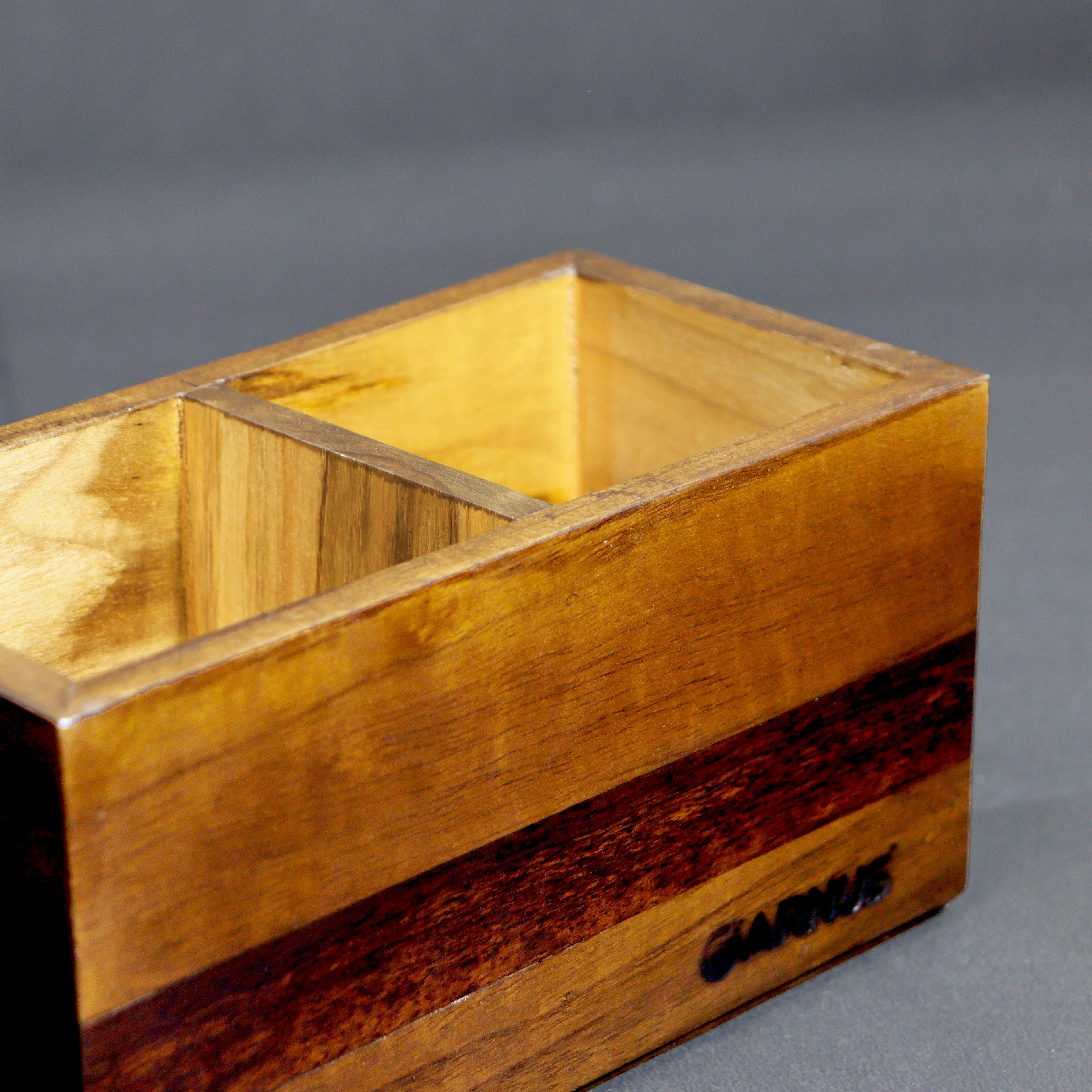 Wooden Dual Compartment Desk Organiser