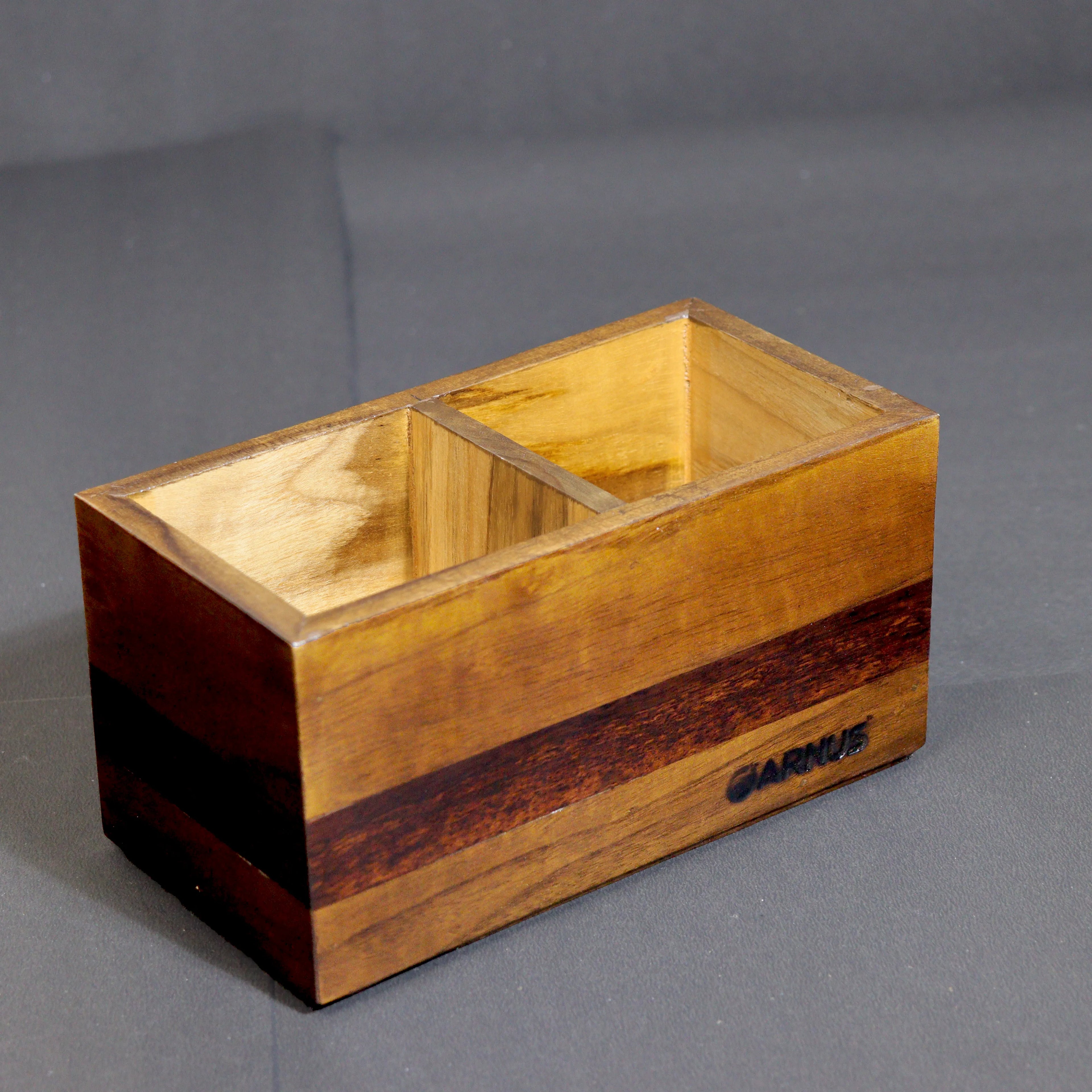 Wooden Dual Compartment Desk Organiser