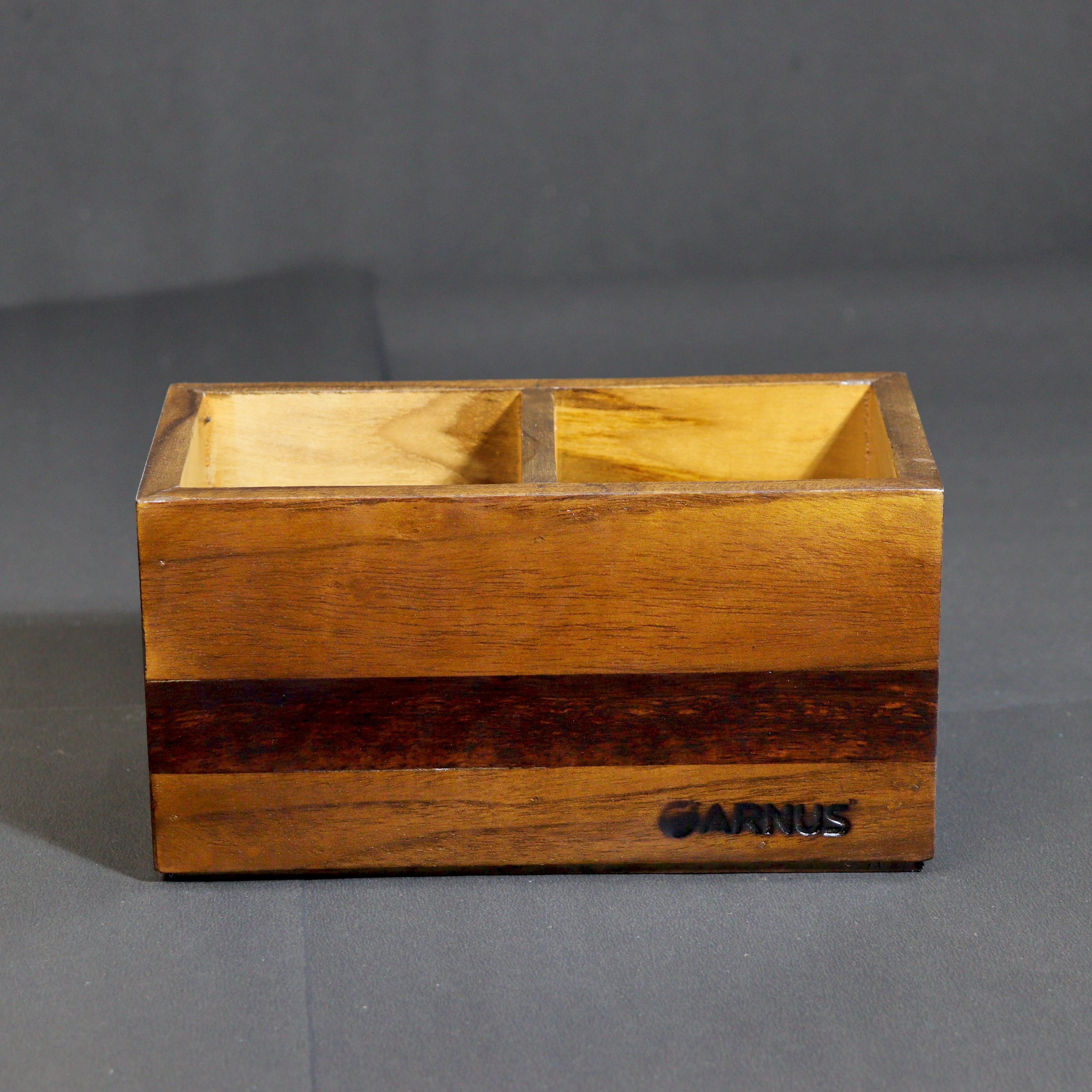 Wooden Dual Compartment Desk Organiser