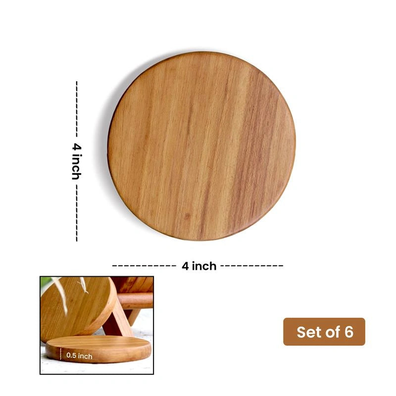 Round Teak Wood Tea Coaster