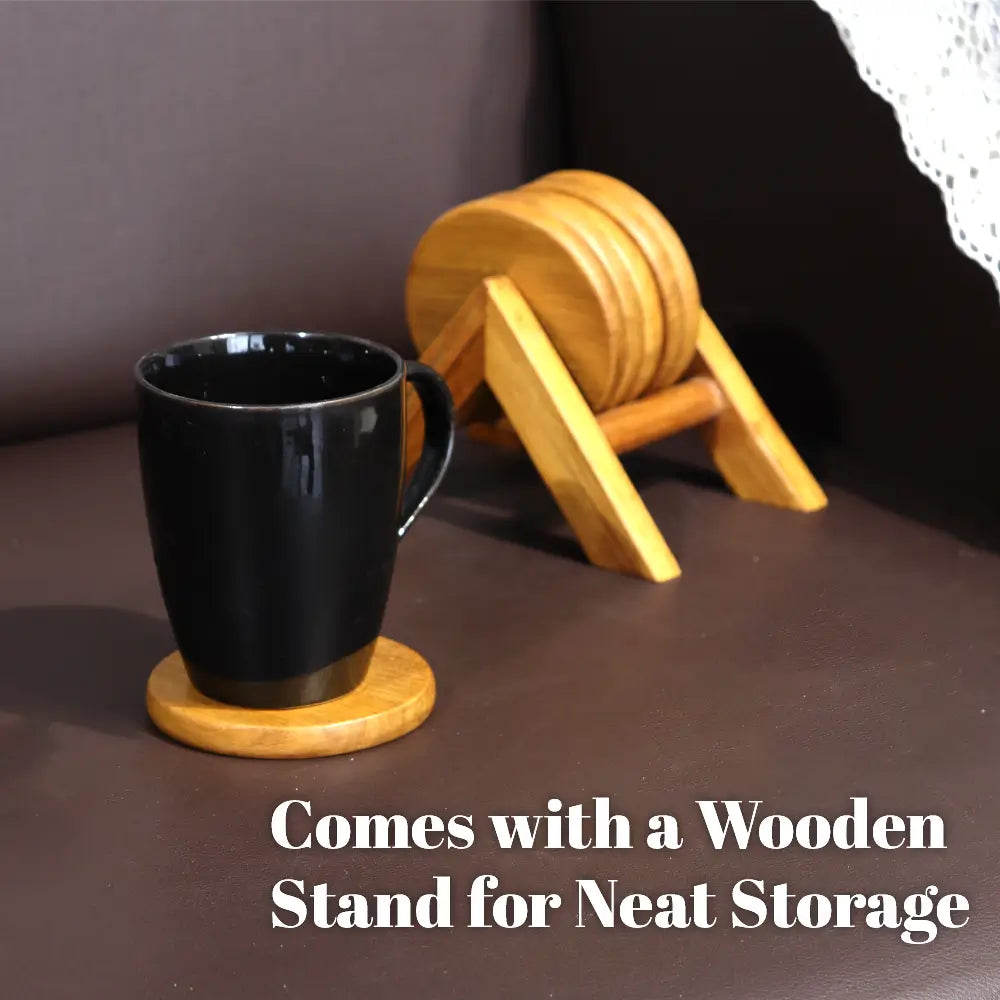 Round Teak Wood Tea Coaster