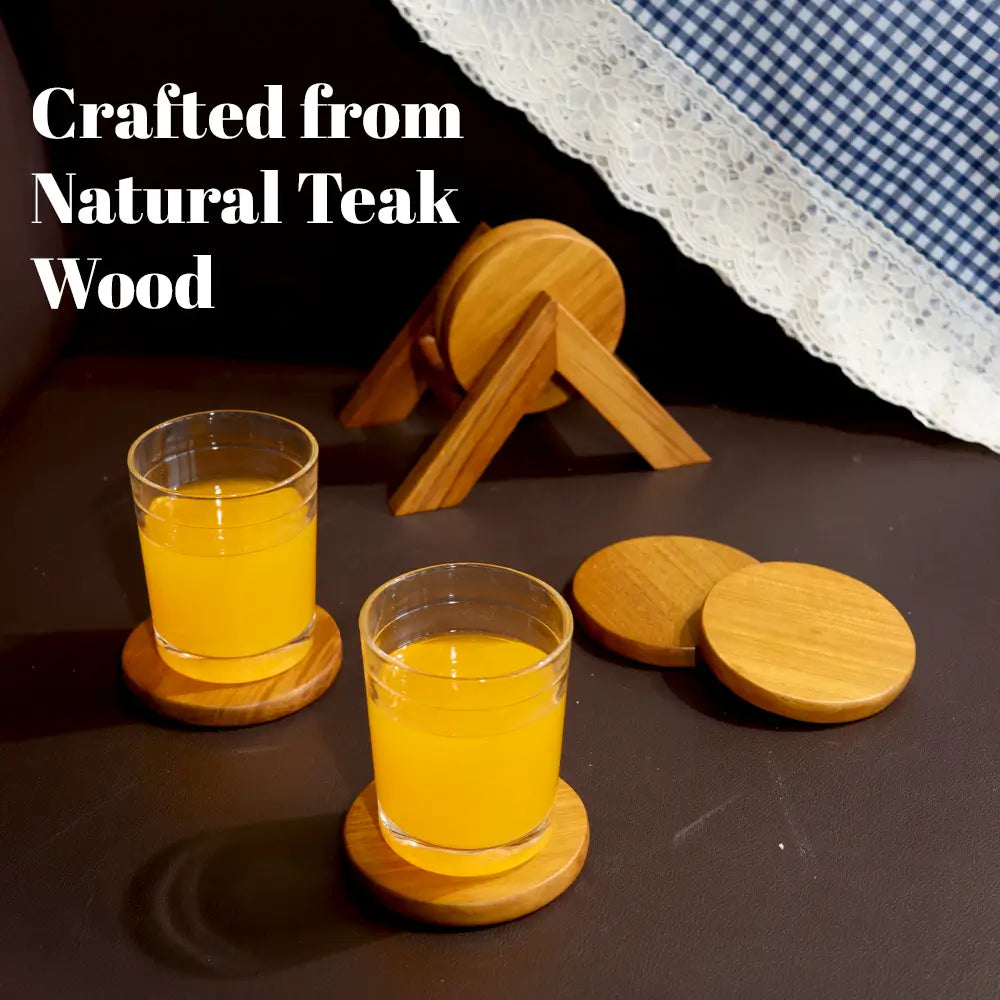Round Teak Wood Tea Coaster