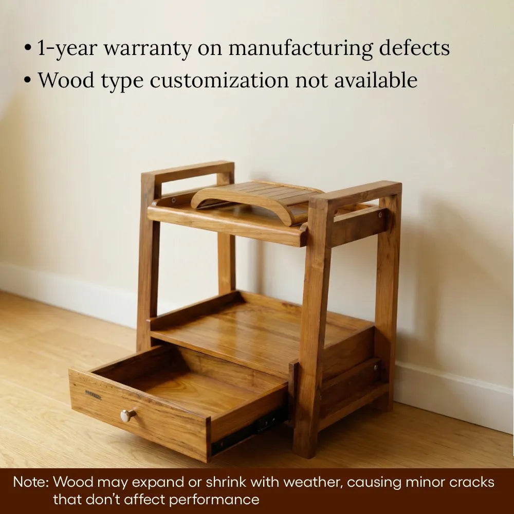 Premium Teak Wood Shelf Organizer with Drawer