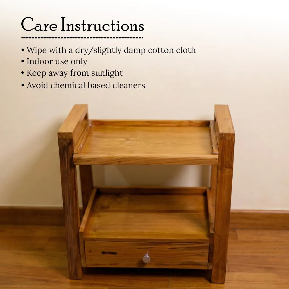 Premium Teak Wood Shelf Organizer with Drawer