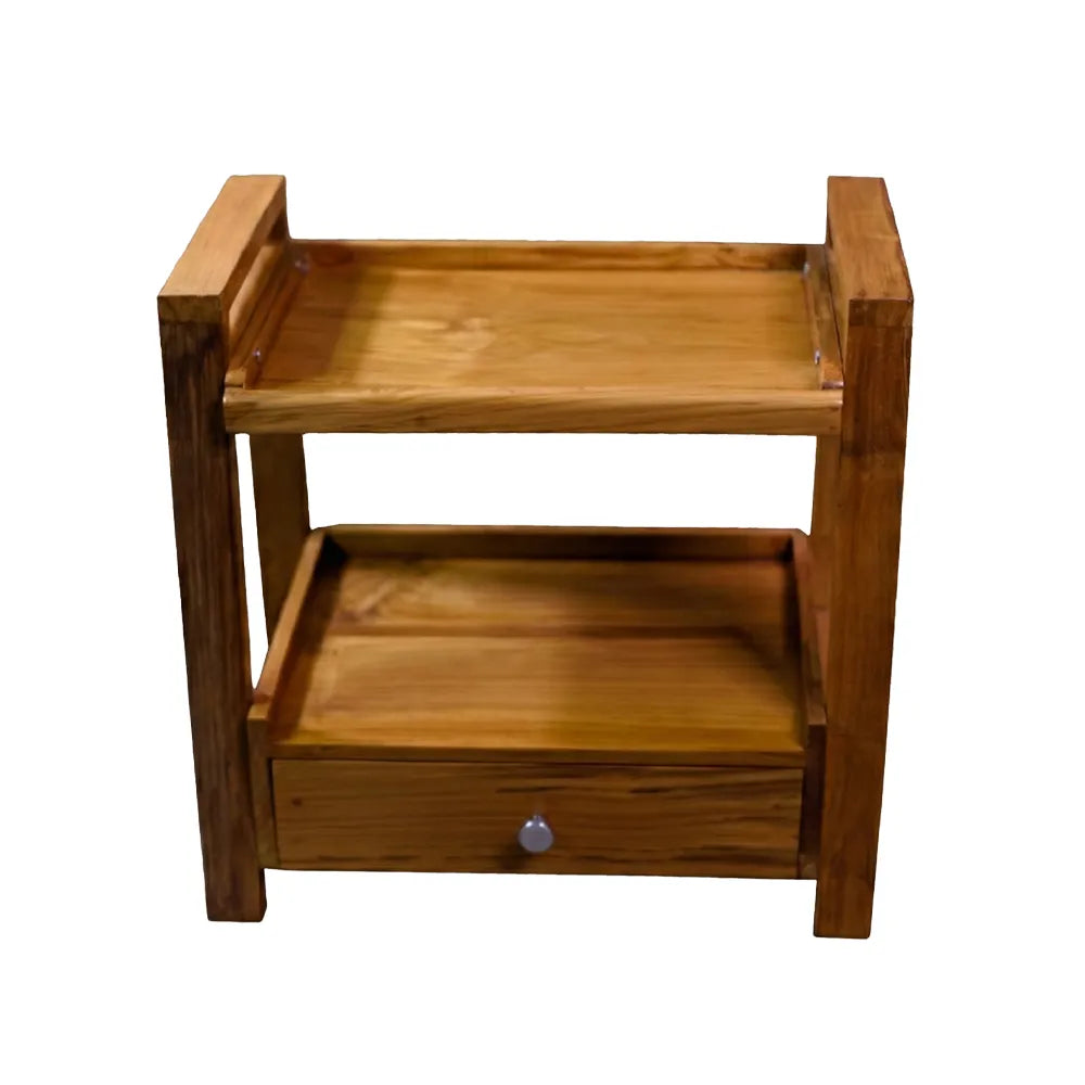 Premium Teak Wood Shelf Organizer with Drawer