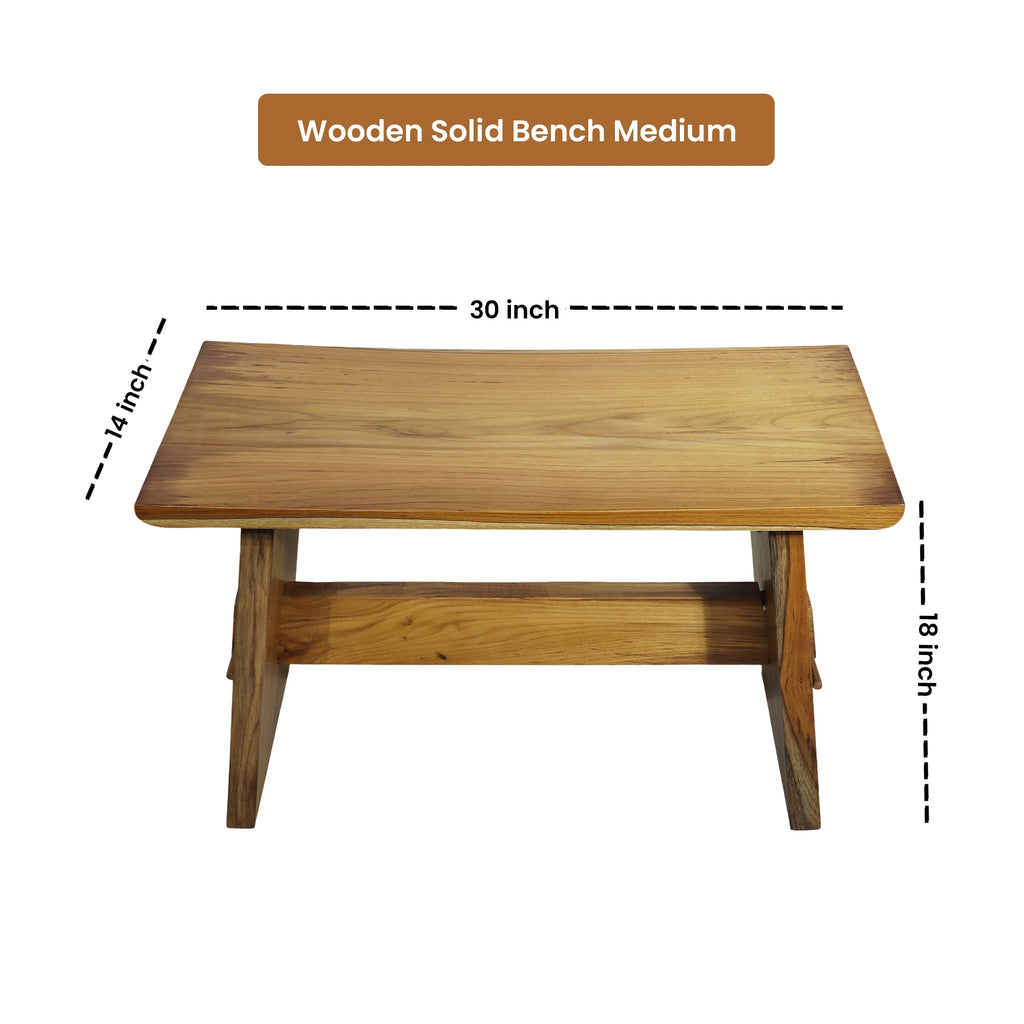 Taal Wooden Solid Bench - Medium