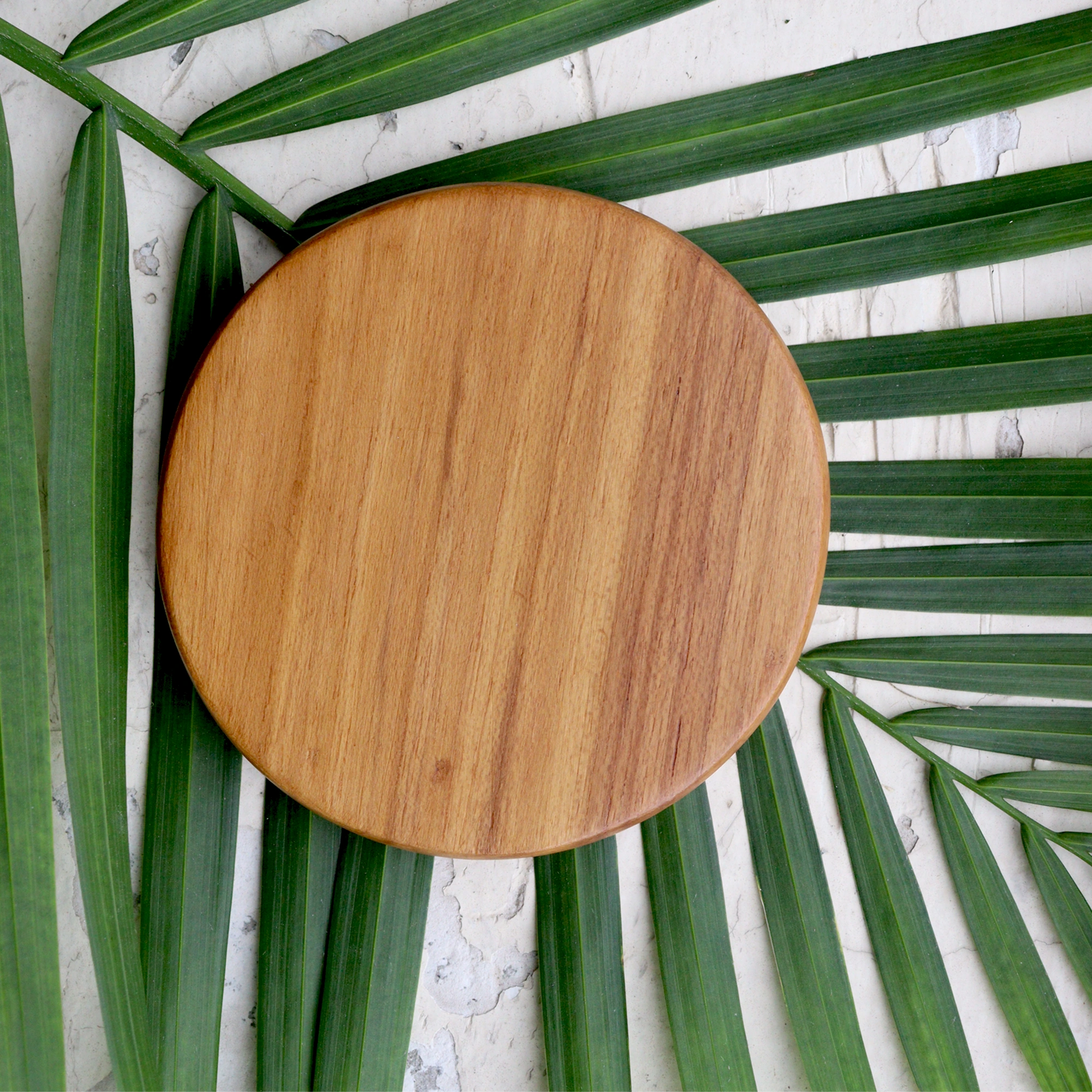 Round Teak Wood Tea Coaster