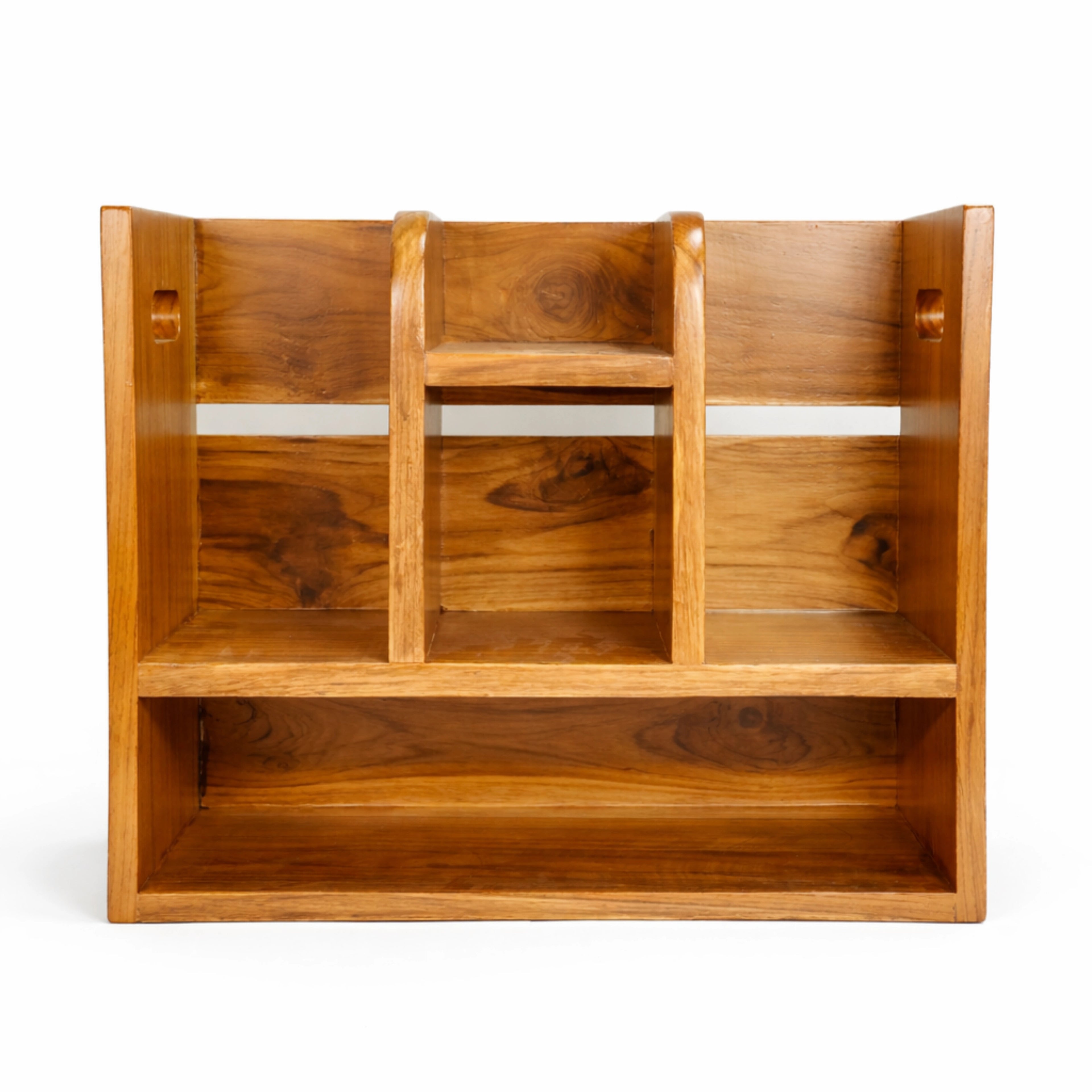 Teak Wood Book Organizer Shelf