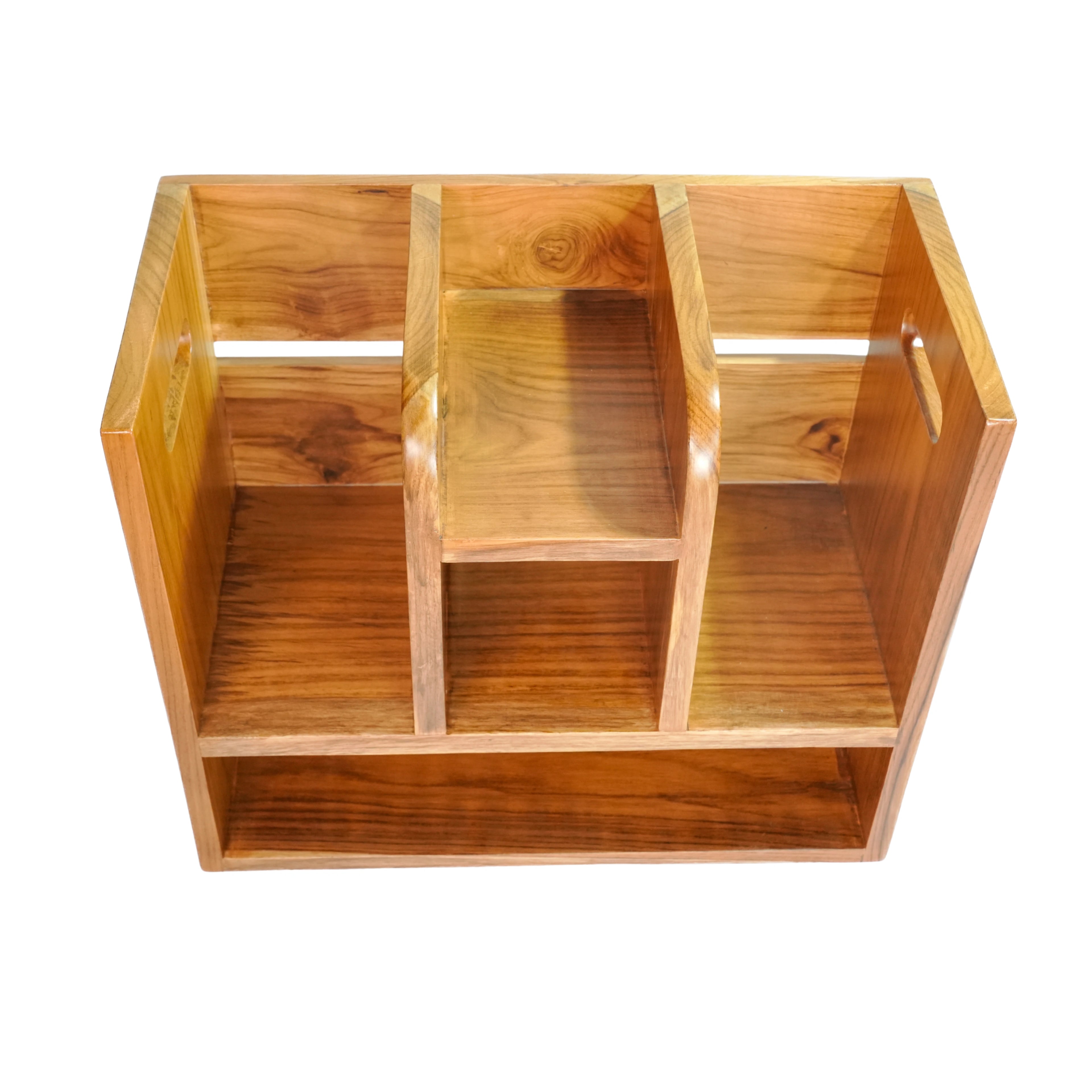 Teak Wood Book Organizer Shelf