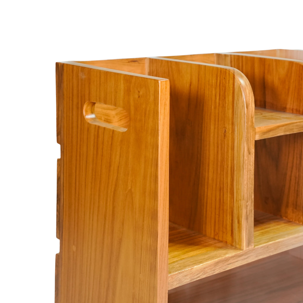 Teak Wood Book Organizer Shelf