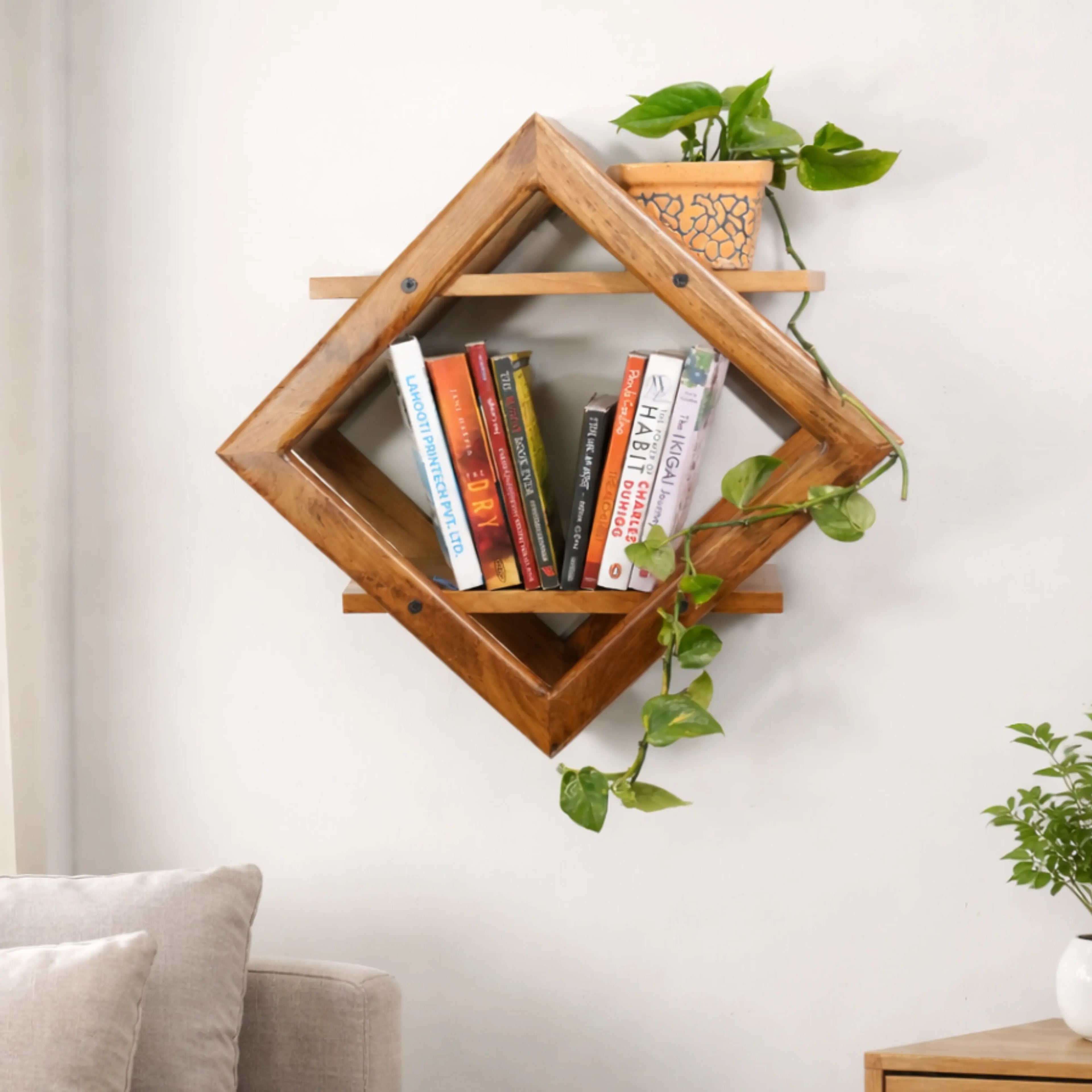 Teak Wood Wall Decoration Shelf
