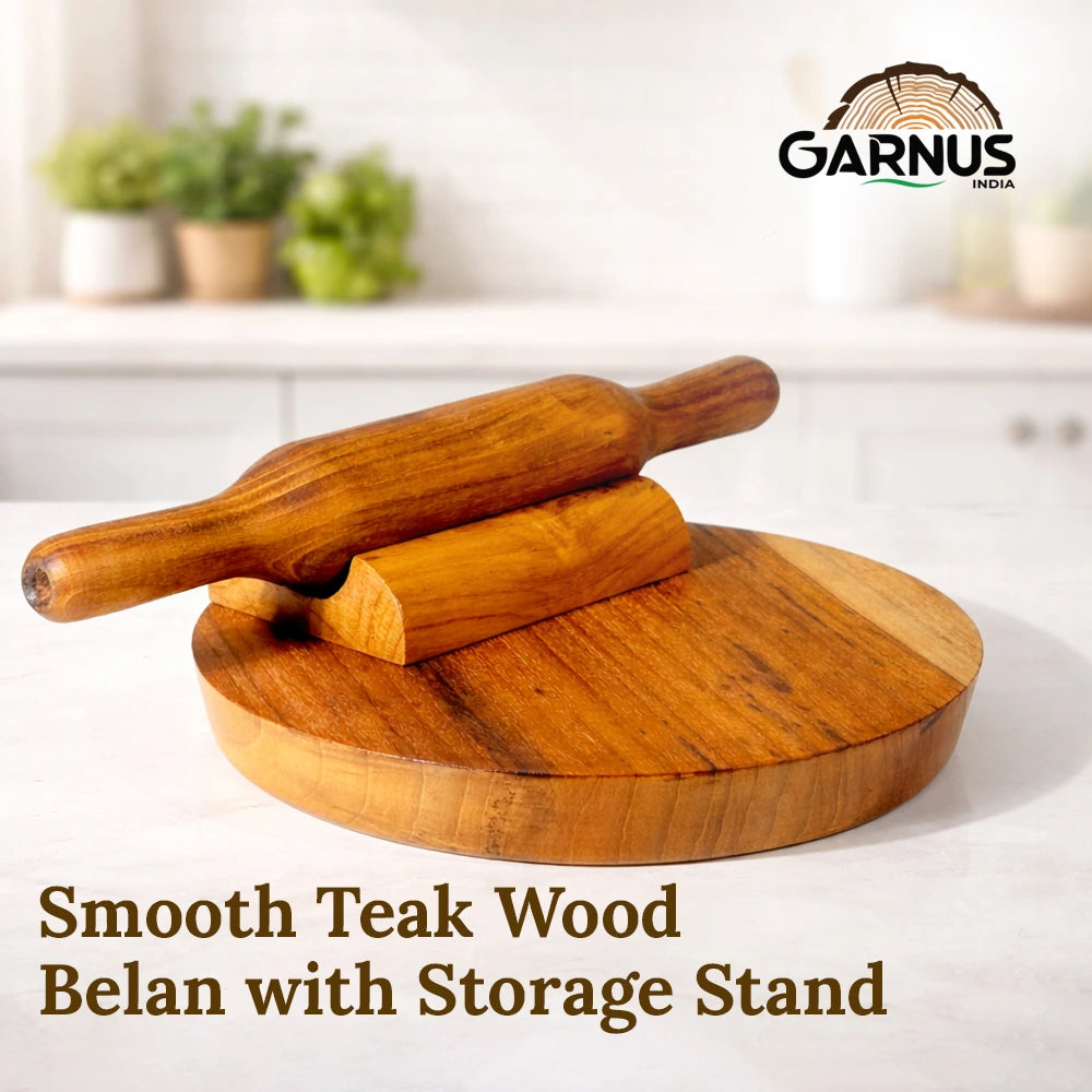 Teak Wood Chakla & Belan with stand