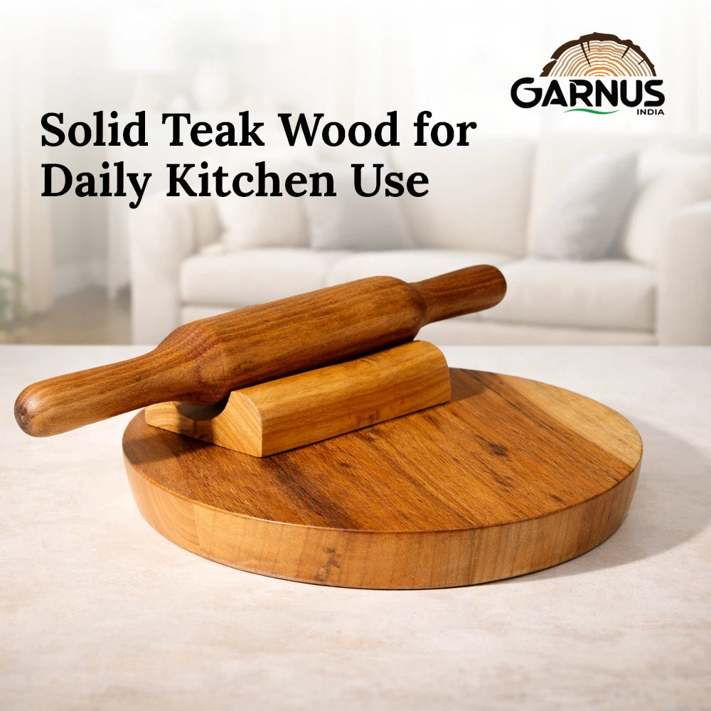 Teak Wood Chakla & Belan with stand