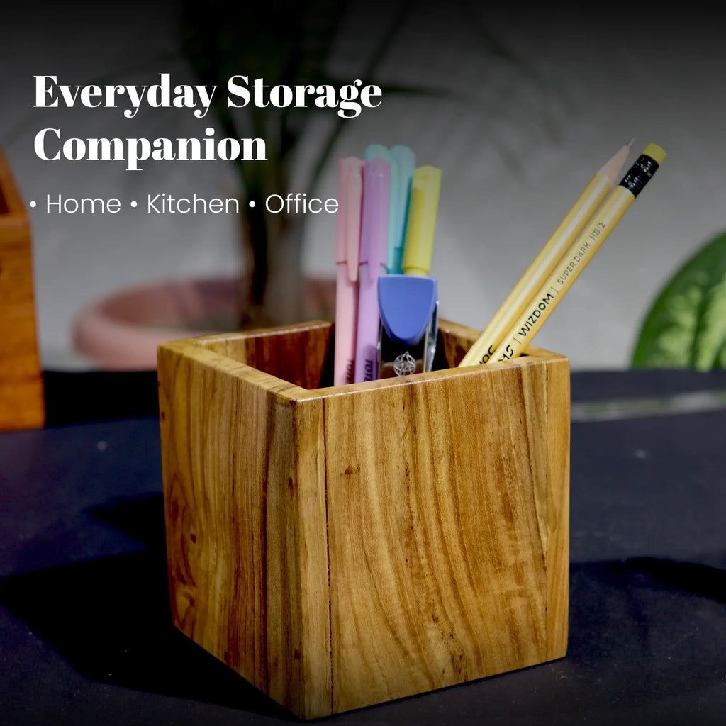 Teak Wood Desk Organizer