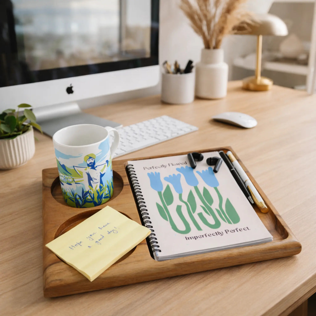 Three Compartment Teak Wood Organizer Tray