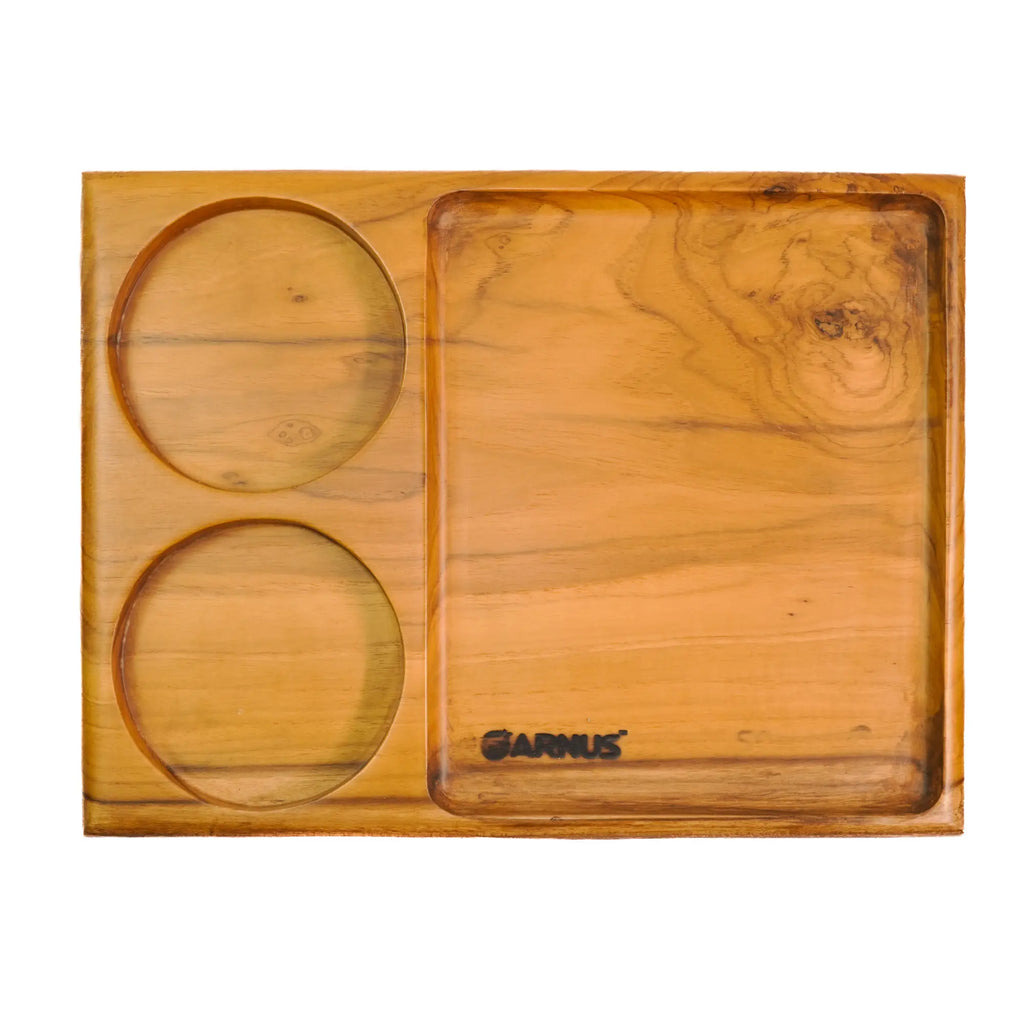 Three Compartment Teak Wood Organizer Tray