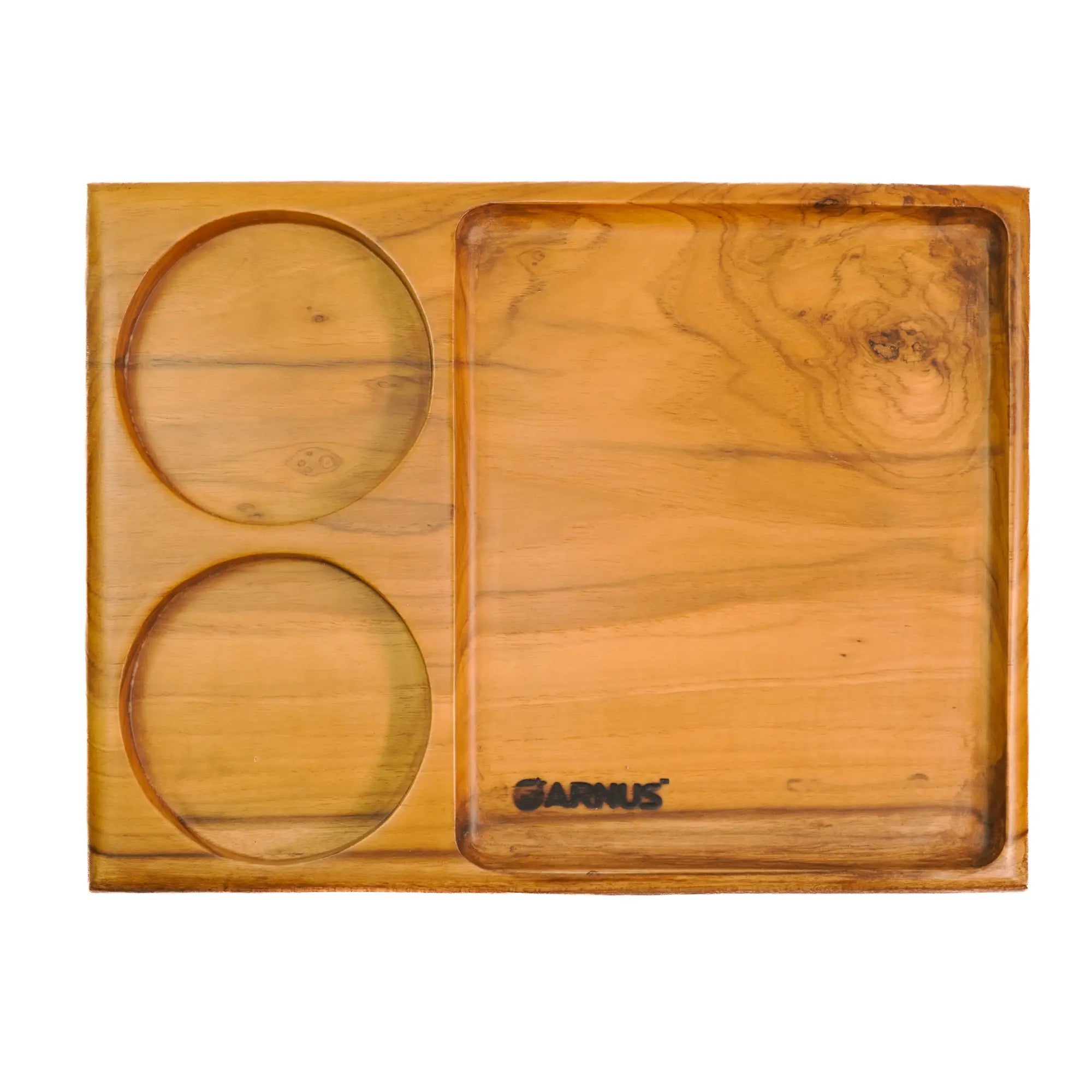 Three Compartment Teak Wood Organizer Tray