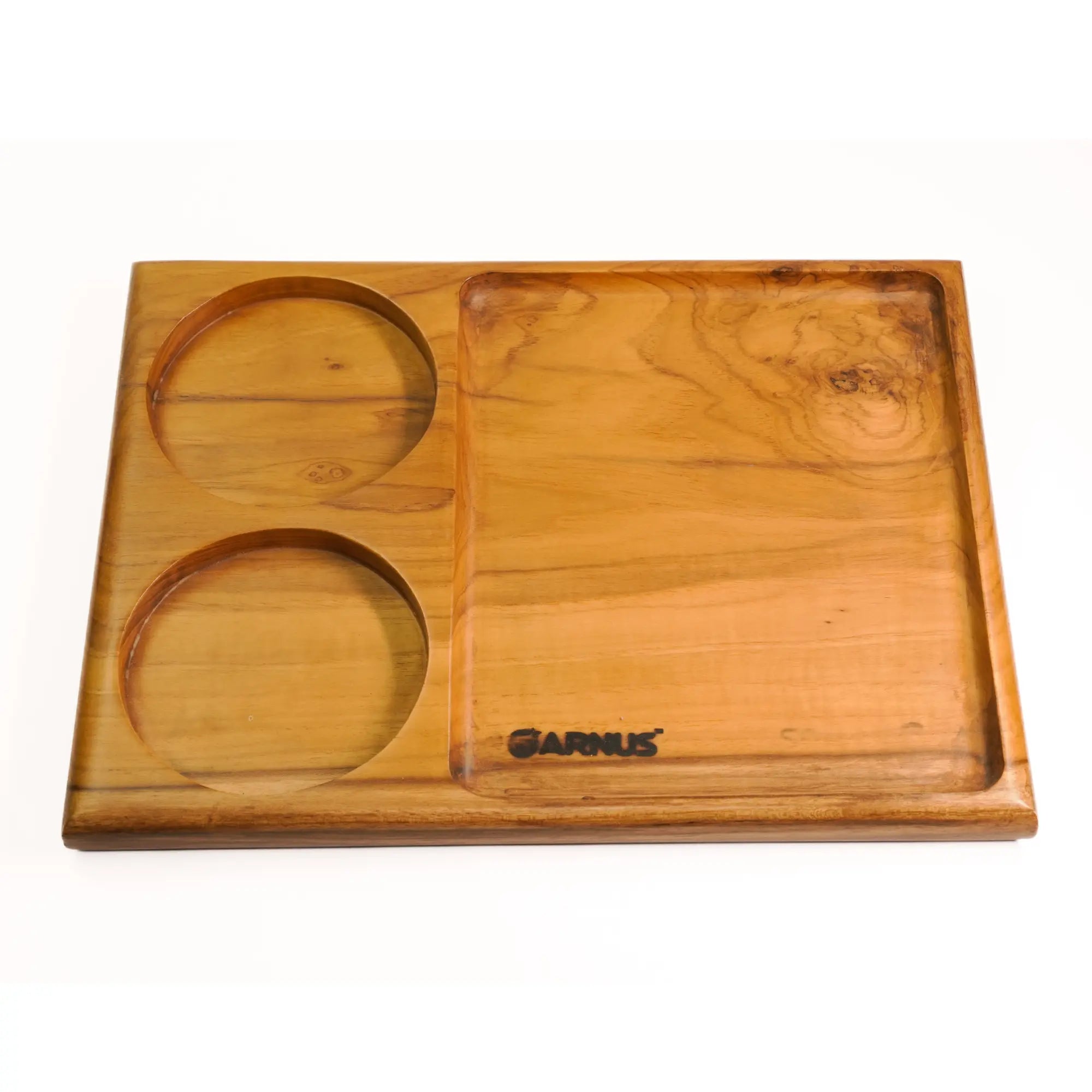 Three Compartment Teak Wood Organizer Tray