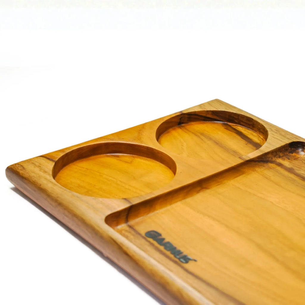 Three Compartment Teak Wood Organizer Tray