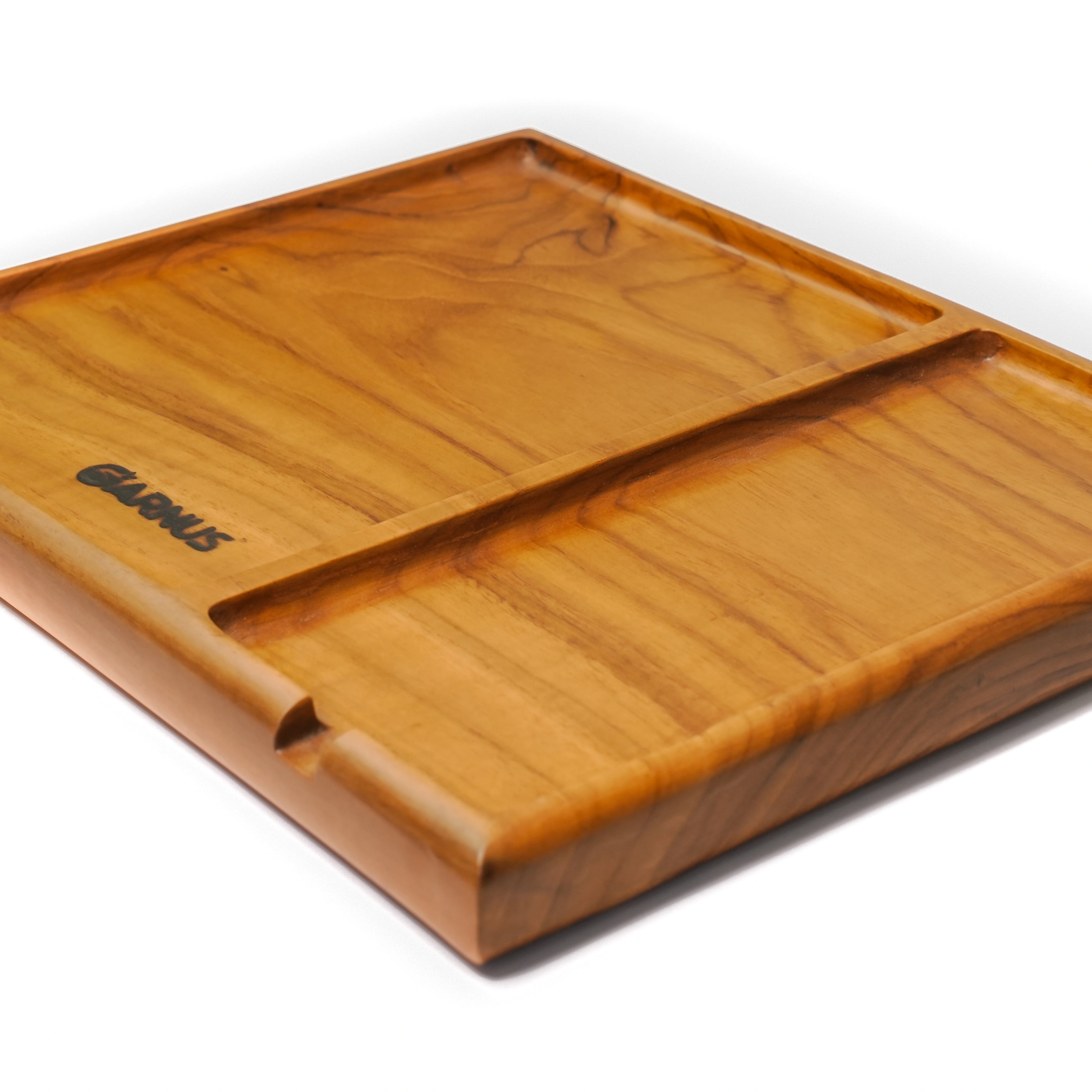 Two Compartment Teak Wood Table Organizer Tray