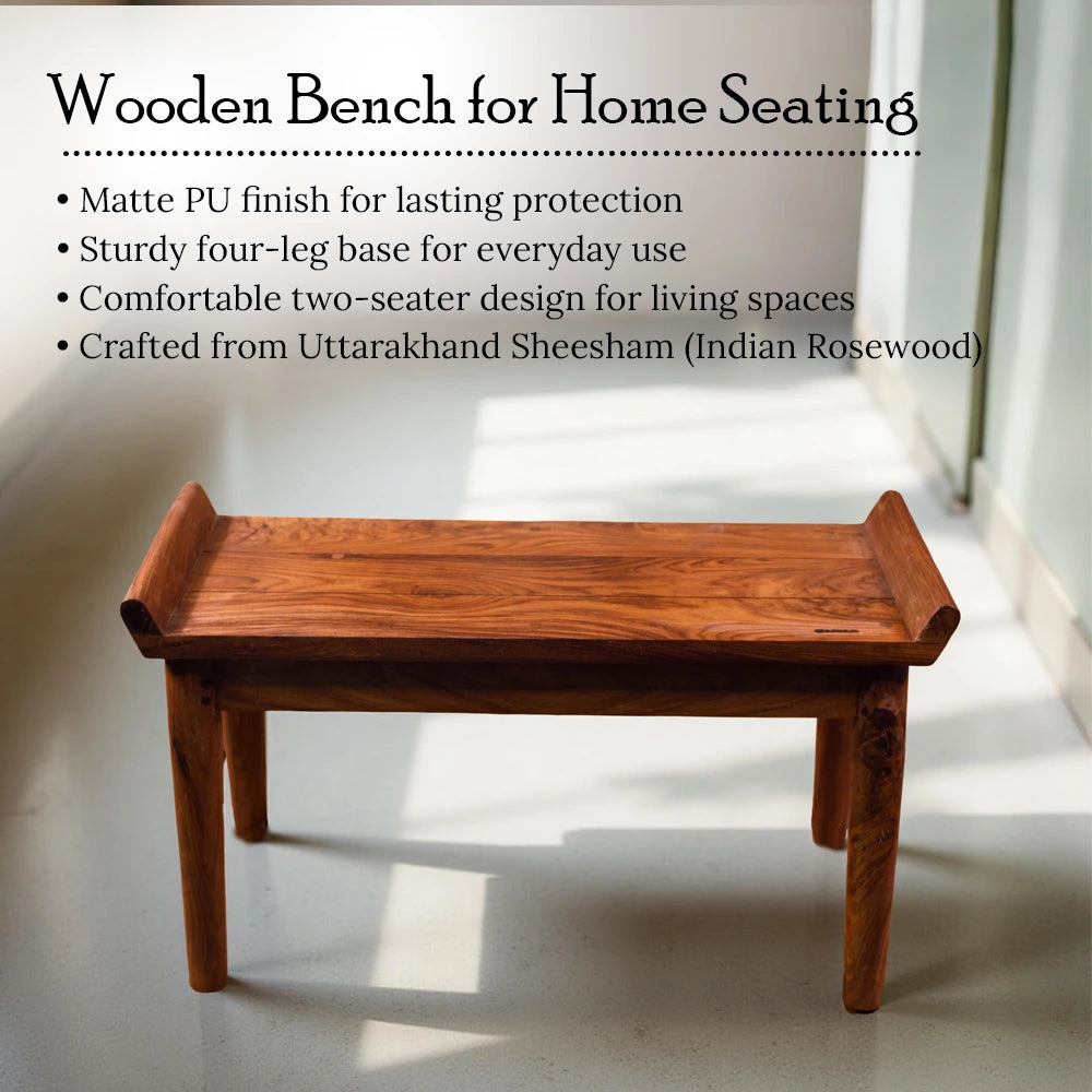Uttarakhand Sheesham Wood Bench | 2-Seater