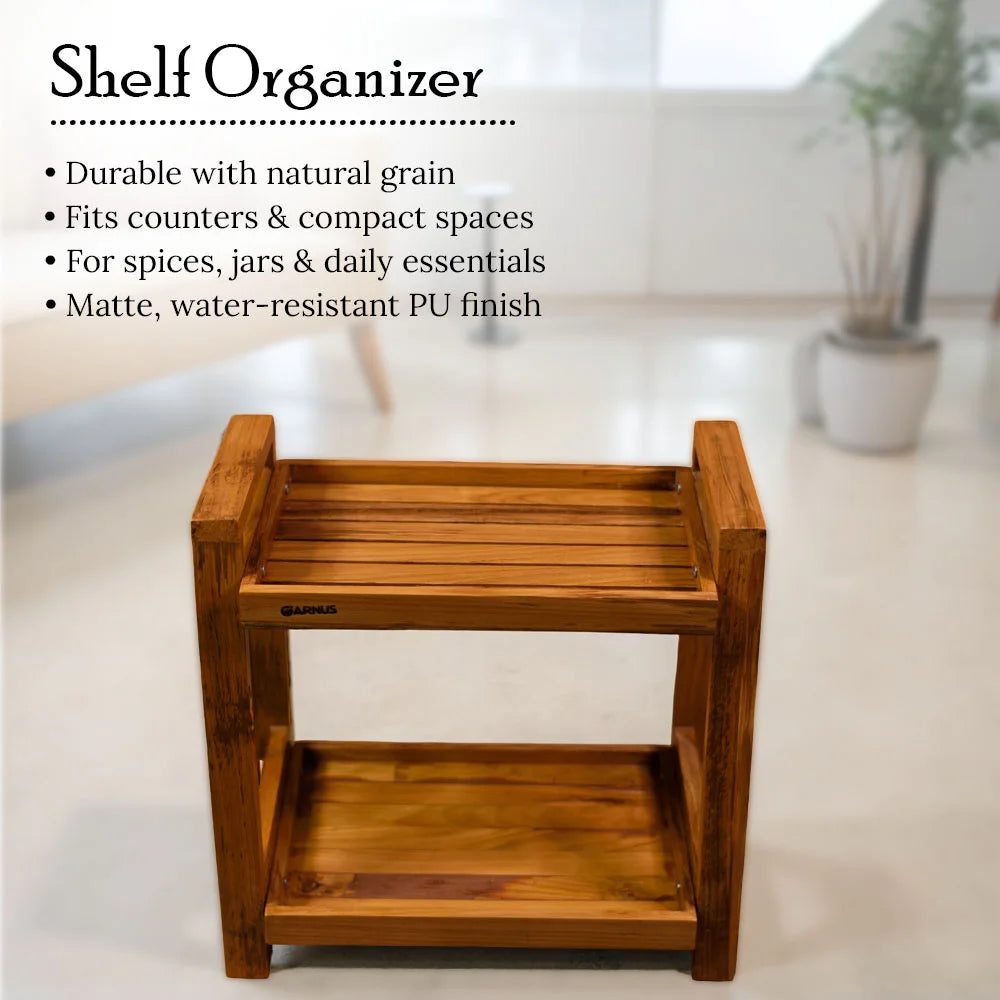 Versatile Teak Wood Shelf Organizer