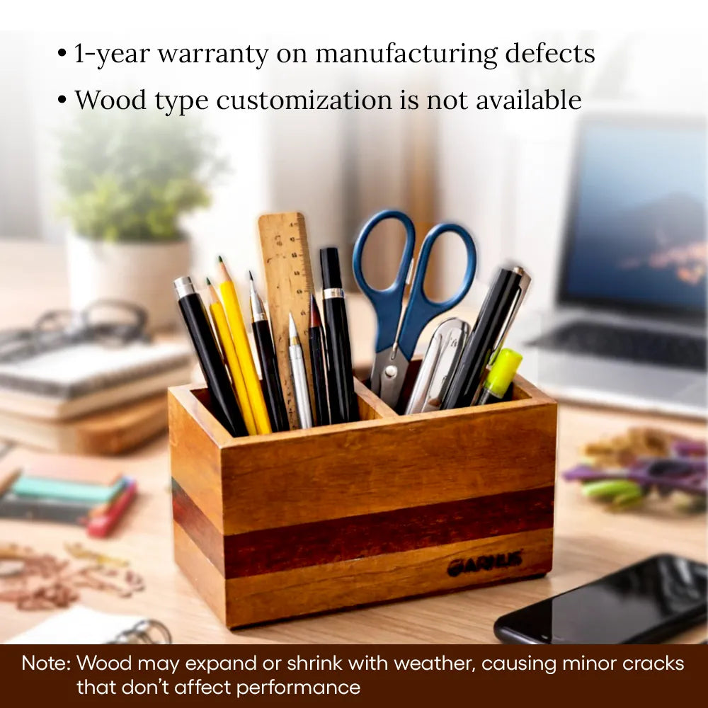 Wooden Dual Compartment Desk Organiser