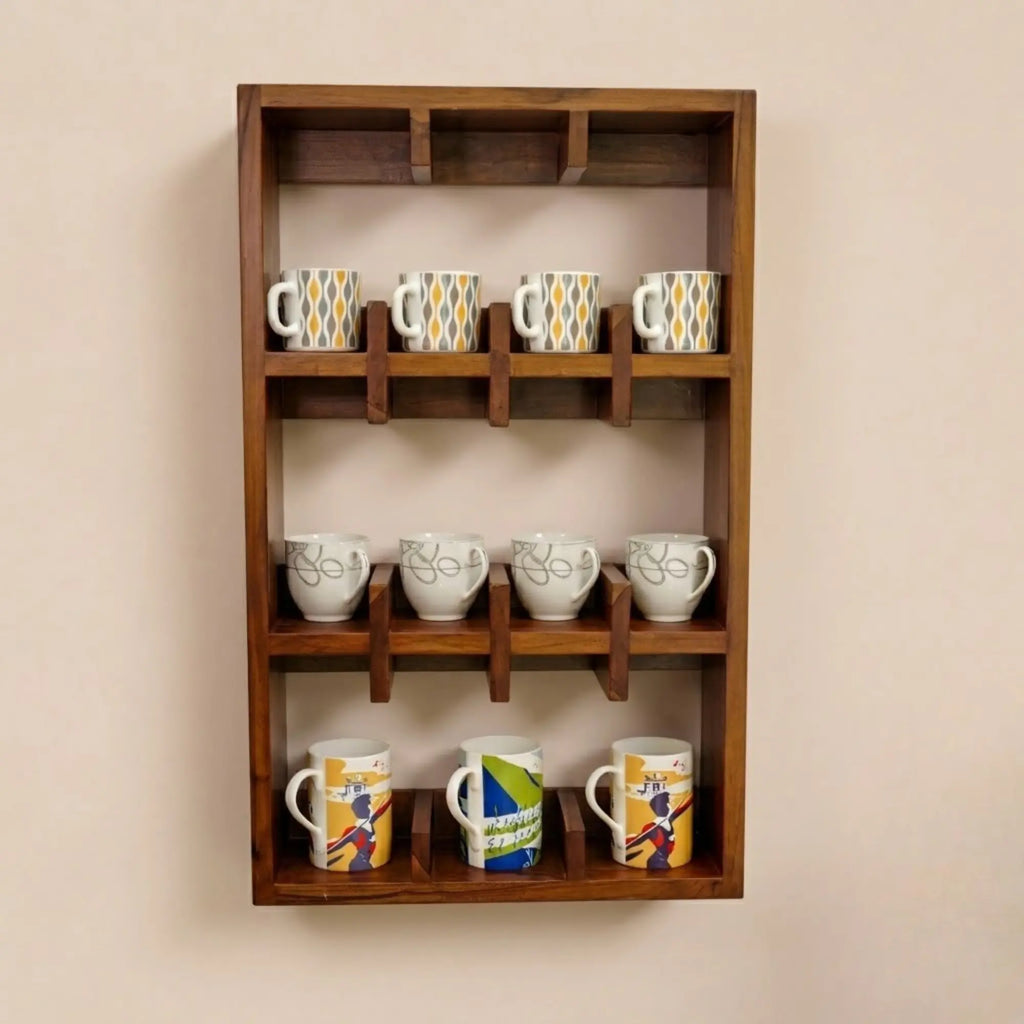 Wooden Wall-Mounted Cup Holder
