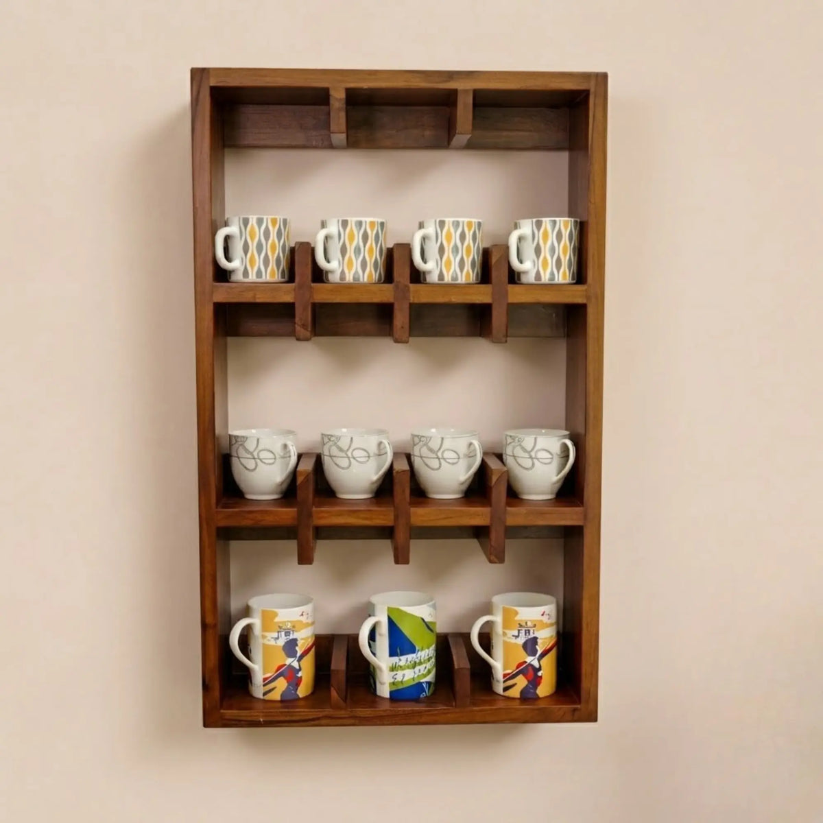Wooden Wall-Mounted Cup Holder