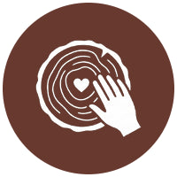 Icon of a hand holding a heart-shaped object on a brown background