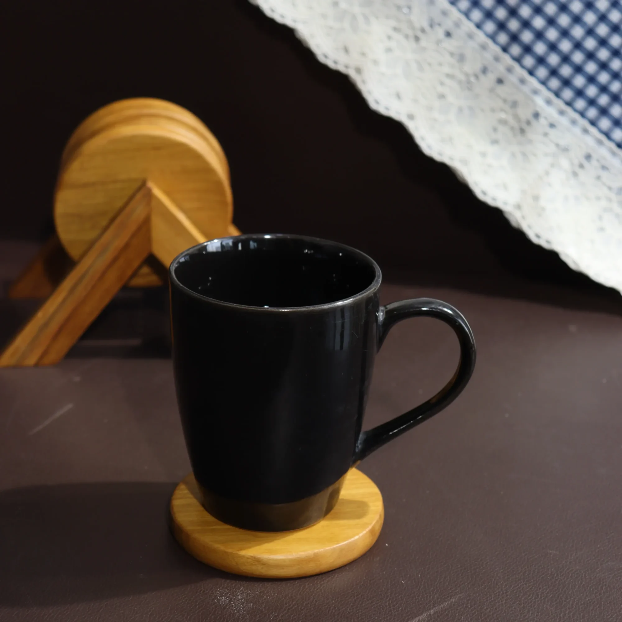 Round Teak Wood Tea Coaster -Image4